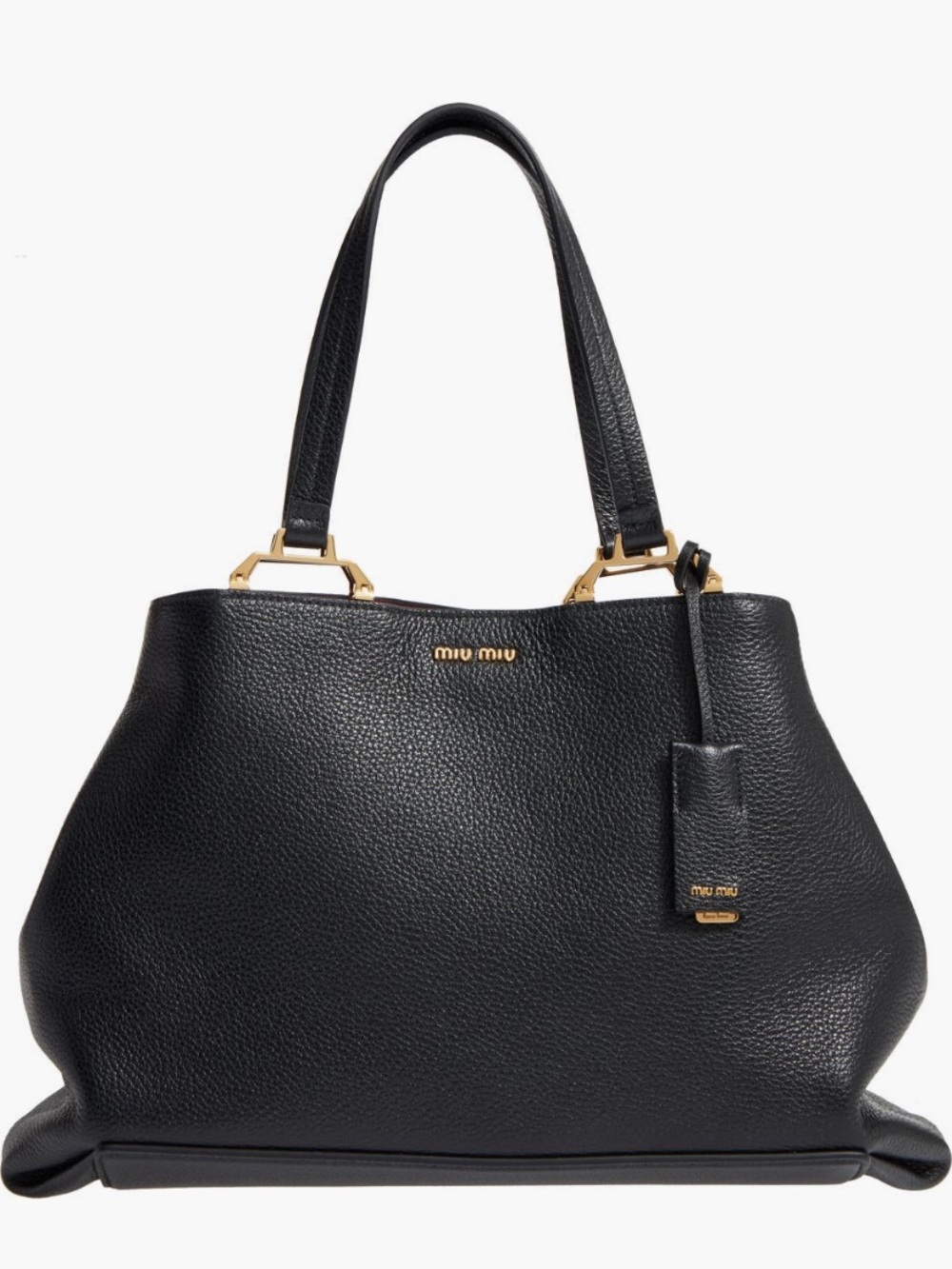 Authentic Miu Miu Madras Black Grained Leather Tote Bag